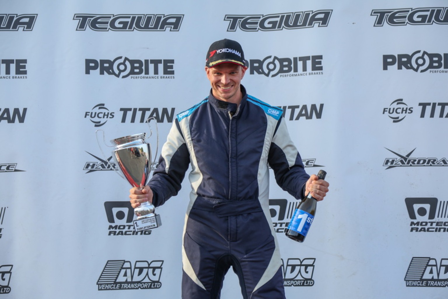 Dean Riley celebrating with trophy